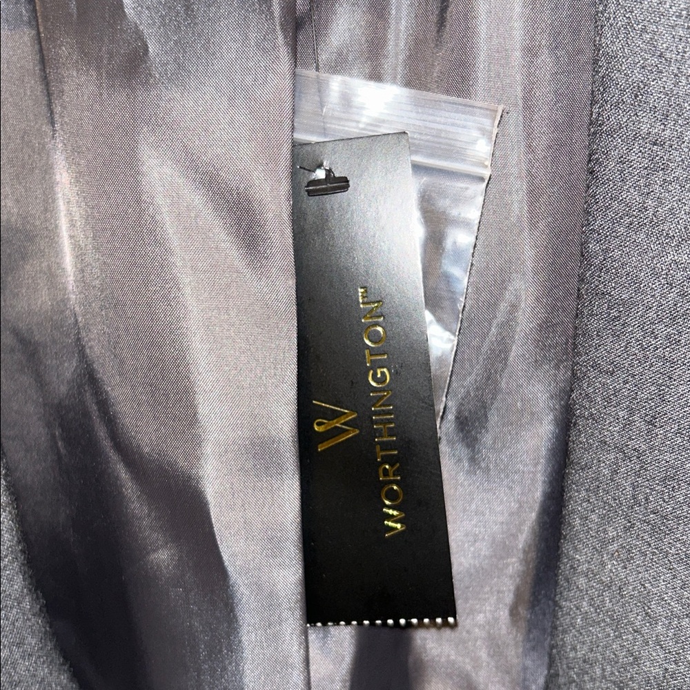 Worthington Size 14 Grey Single Button Polyester Rayon Spandex Suit Jacket - Picture 5 of 16